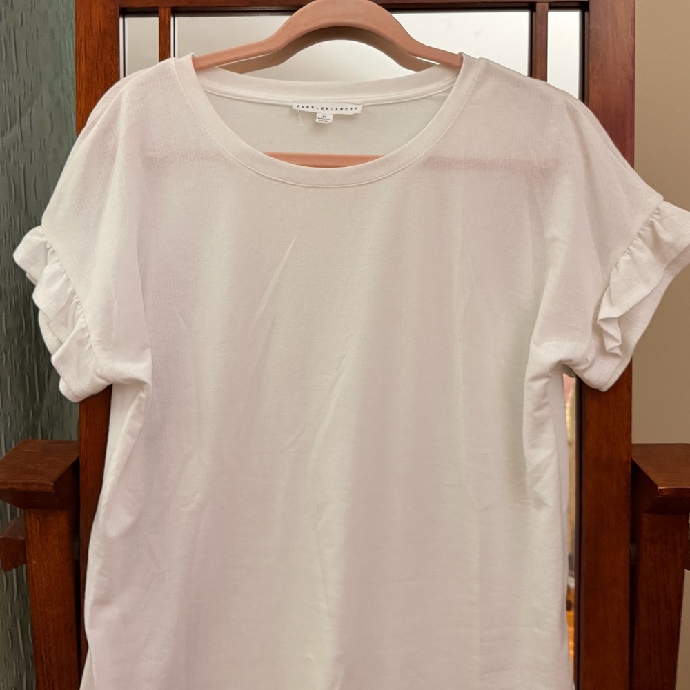 Janie and Jack White Short Sleeve Tee with Ruffle Sleeves
